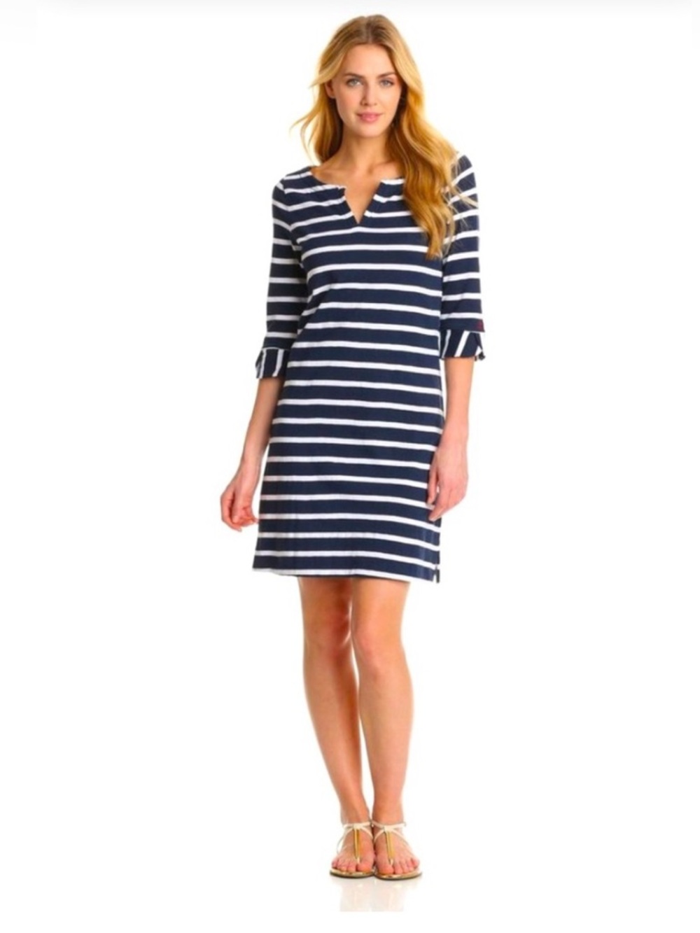 Hatley Navy & White Striped Midi Dress with V-Notch - Picture 4 of 9